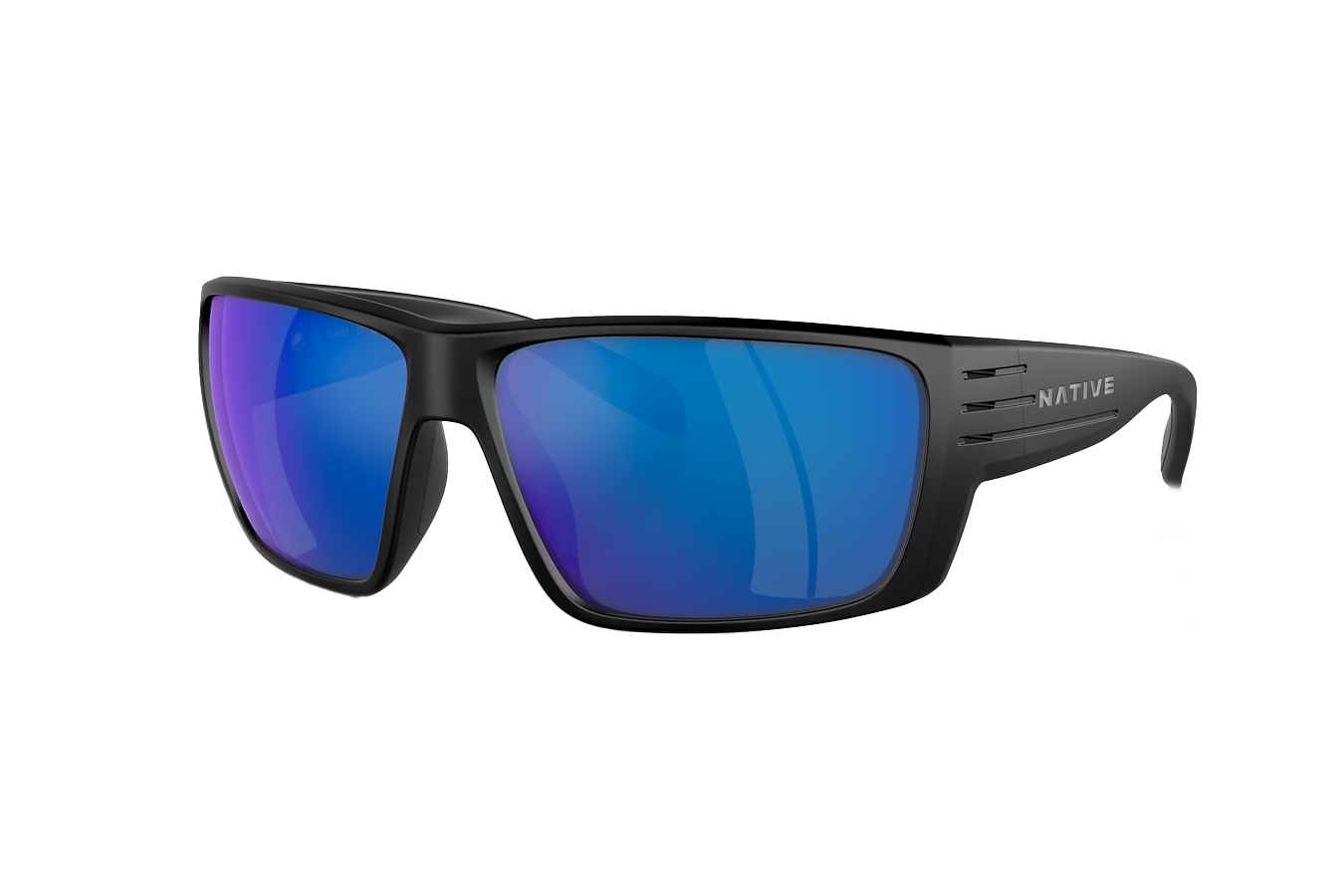 NATIVE EYEWEAR Griz Matte Black Frame with Blue Reflex Polarized Lenses